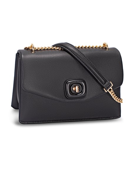 Bolso bandolera solapa detalle metálico black