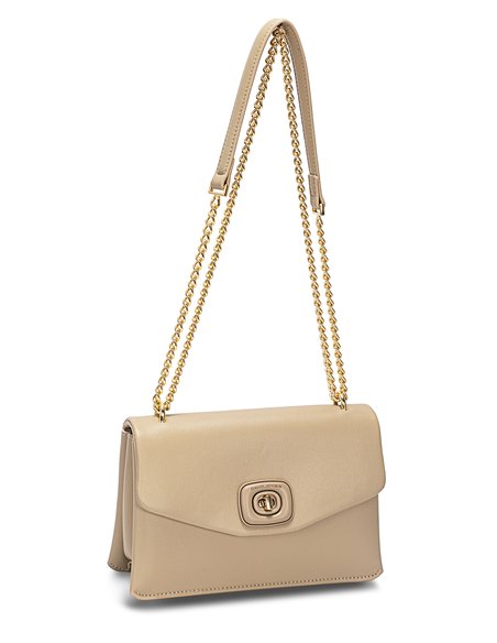 Bolso bandolera solapa detalle metálico oatmeal-beige