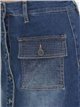 Short falda denim bolsillo strass azul (S-XXL)
