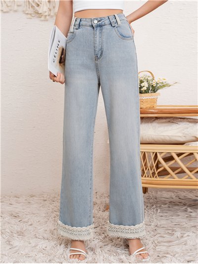 Jeans rectos encaje tejano (S-M-L-XL)