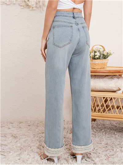 Jeans rectos encaje tejano (S-M-L-XL) 2