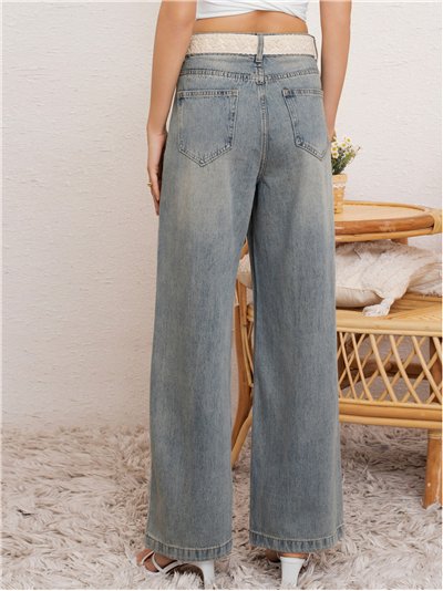 Jeans rectos cinturón tejano (S-M-L-XL) 2