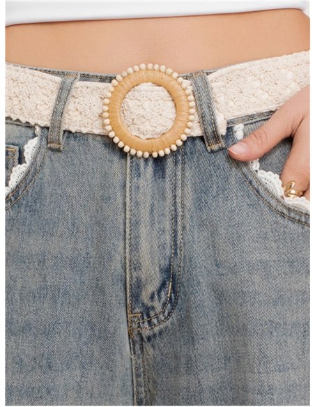 Jeans rectos cinturón tejano (S-M-L-XL)