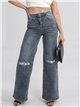 Jeans rectos rotos encaje
