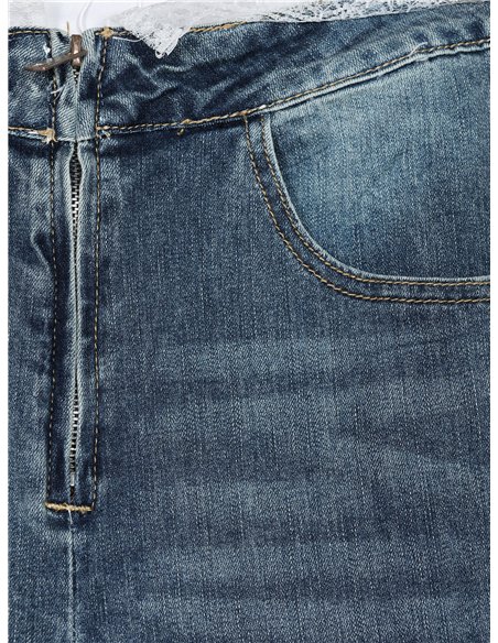 Jeans rectos rotos encaje