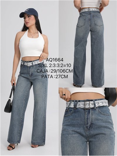 Jeans rectos cinturón encaje 2