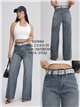 Jeans rectos cinturón encaje