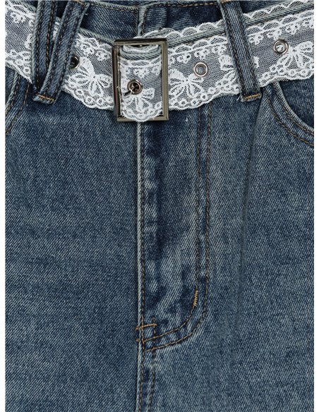 Jeans rectos cinturón encaje