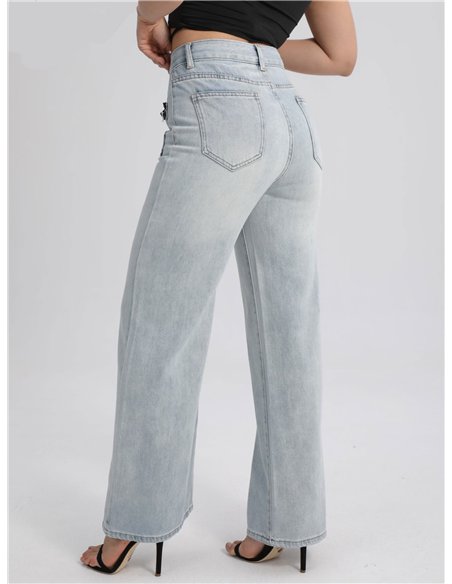 Jeans rectos bolsillos tweed