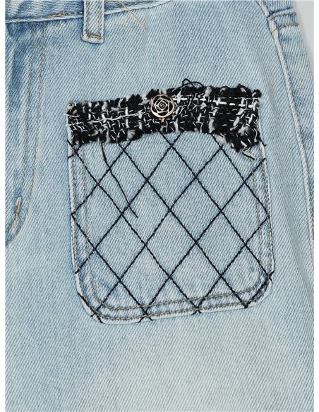 Jeans rectos bolsillos tweed