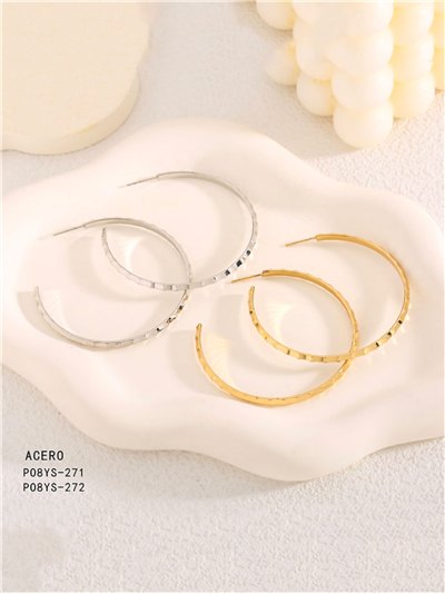 Pendientes aros grandes irregulares - Acero inoxidable
