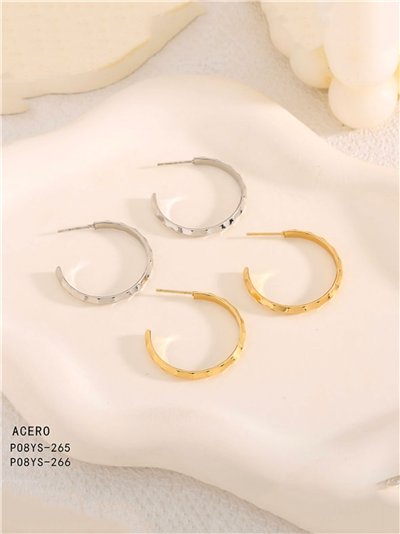 Pendientes aros medianos irregulares - Acero inoxidable