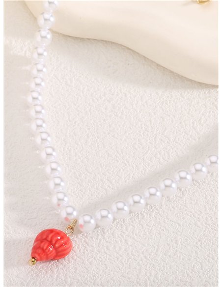Collar perlas charm caracola - Acero inoxidable
