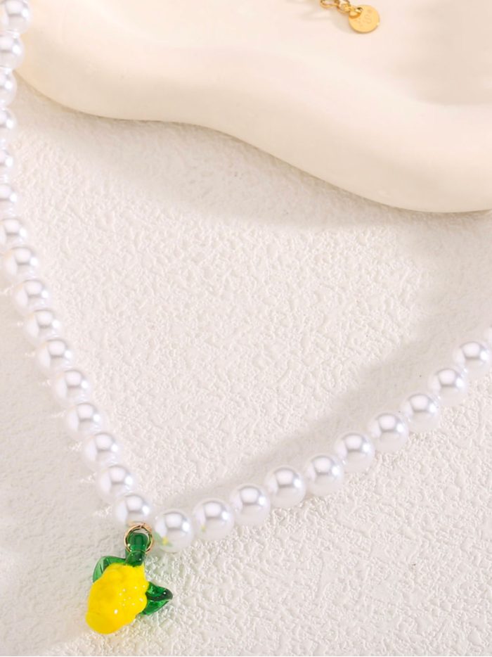 Perlenanhänger Ananas Halskette - Edelstahl