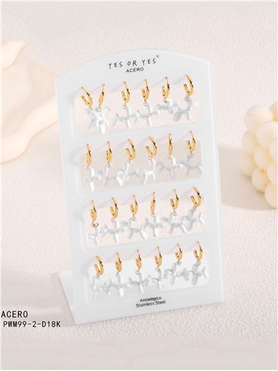 Set de pendientes de aros con perro salchicha - Acero inoxidable