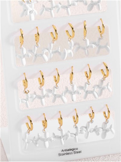 Set de pendientes de aros con perro salchicha - Acero inoxidable 2