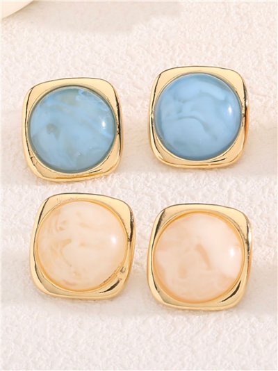 Pendientes cuadrados con resina - Acero inoxidable 2