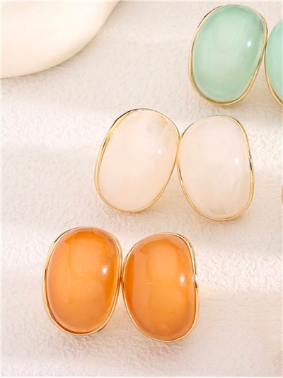 Pendientes ovalados con resina - Acero inoxidable 2