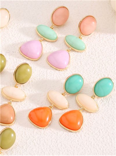 Pendientes largos de resina con efecto piedra - Acero inoxidable 2