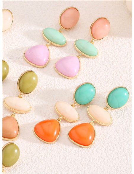 Pendientes largos de resina con efecto piedra - Acero inoxidable