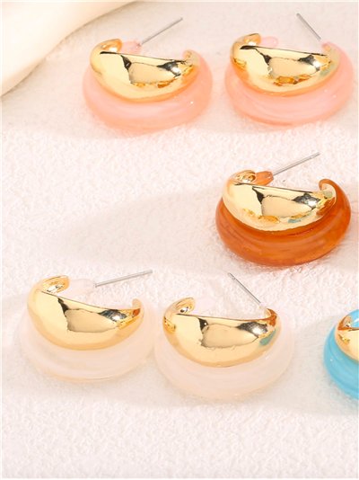 Pendientes aros efecto doble con resina - Acero inoxidable 2