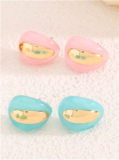 Pendientes ovalados con resina - Acero inoxidable 2