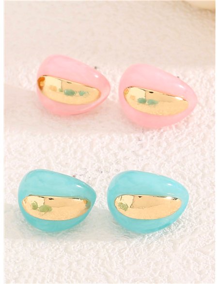 Pendientes ovalados con resina - Acero inoxidable