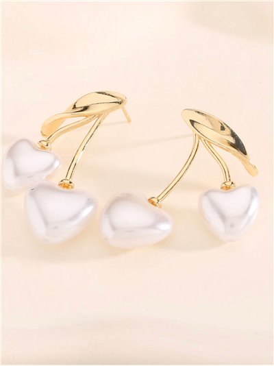 Pendientes perlas corazón - Acero inoxidable 2