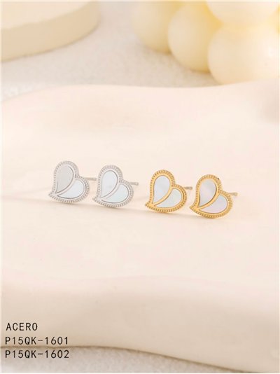 Pendientes corazón de Nácar - Acero inoxidable