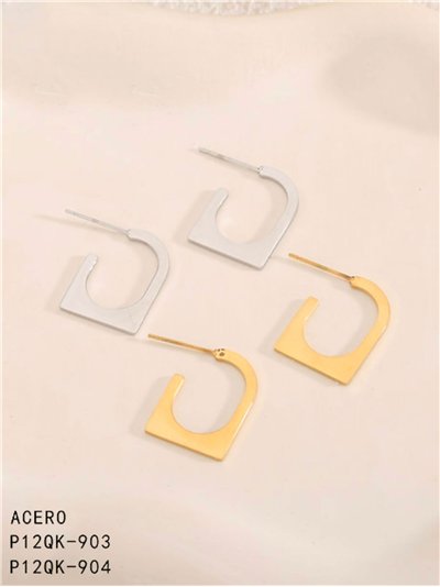 Pendientes aros cuadrados - Acero inoxidable