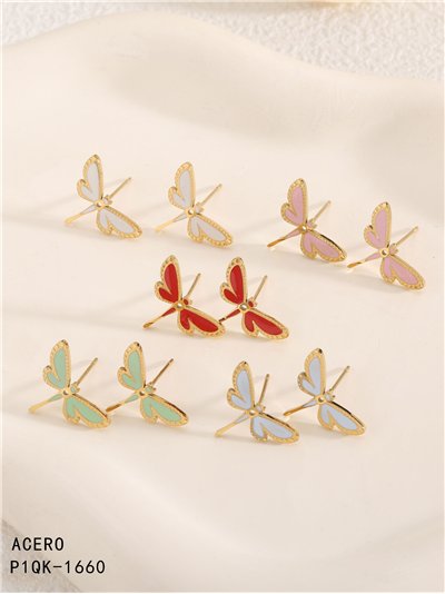 Pendientes libélula esmaltados - Acero inoxidable