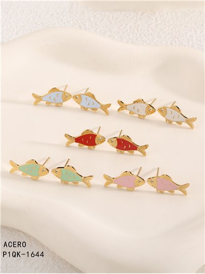 Pendientes peces esmaltados - Acero inoxidable