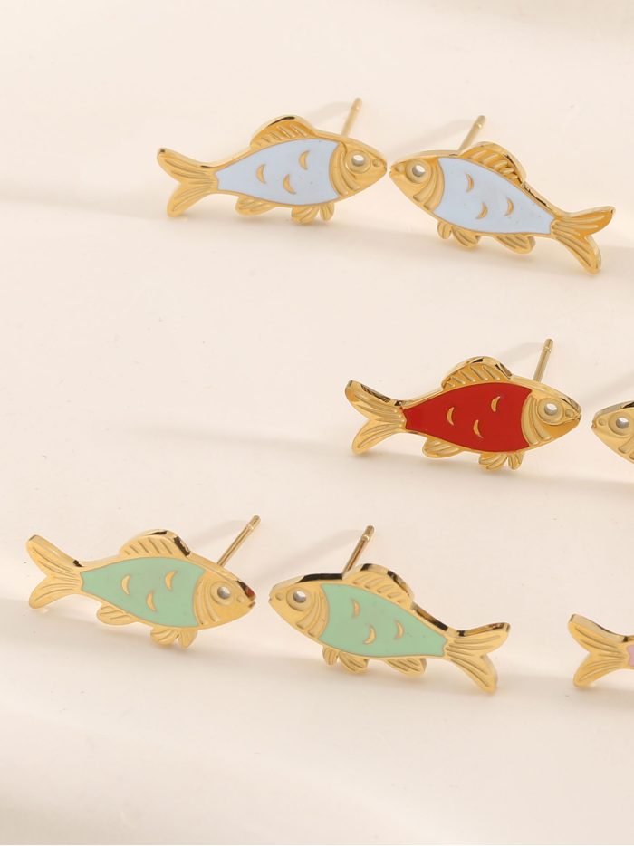 Pendientes peces esmaltados - Acero inoxidable