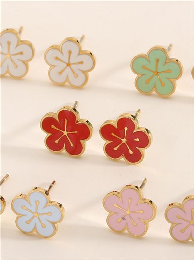 Pendientes flor esmaltados - Acero inoxidable 2