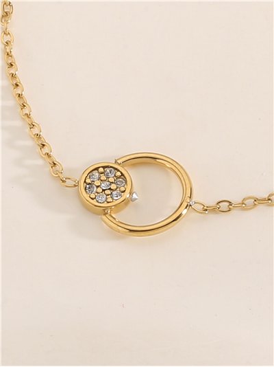 Pulsera aros dobles con circonitas - Acero inoxidable 2