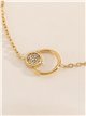 Pulsera aros dobles con circonitas - Acero inoxidable
