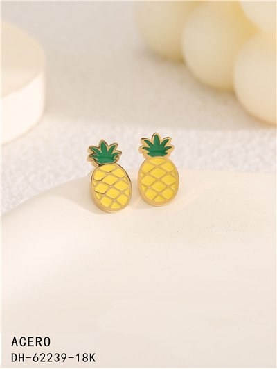 Pendientes piña esmaltados - Acero inoxidable