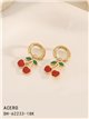 Pendientes aros colgantes con cerezas esmaltados - Acero inoxidable