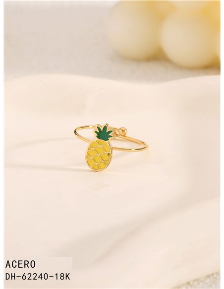 Enameled pineapple ring - Stainless Steel