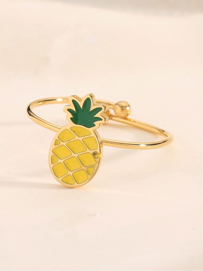 Anillo piña esmaltado - Acero inoxidable