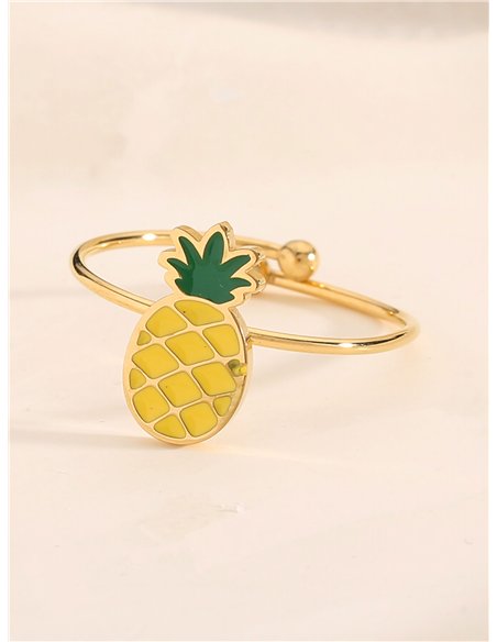 Enameled pineapple ring - Stainless Steel