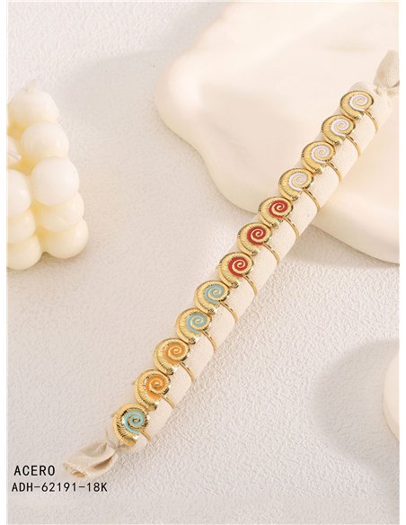 Conjunto de 12 anillos caracola esmaltados - Acero inoxidable