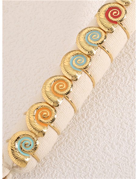 Conjunto de 12 anillos caracola esmaltados - Acero inoxidable