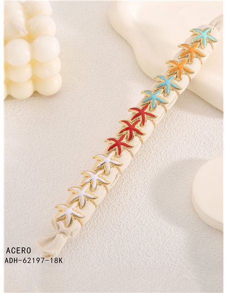 Conjunto de 12 anillos estrella de mar esmaltados - Acero inoxidable