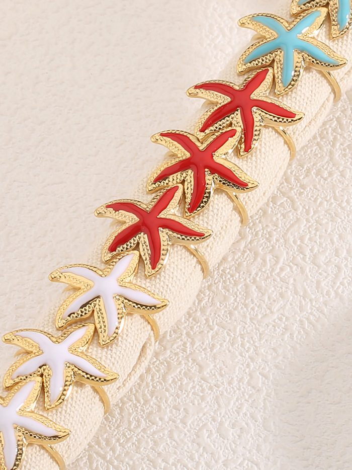 Conjunto de 12 anillos estrella de mar esmaltados - Acero inoxidable
