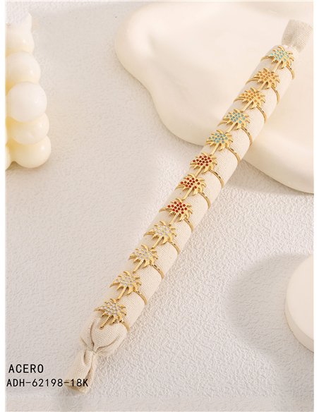 Conjunto de 12 anillos palmera esmaltados - Acero inoxidable