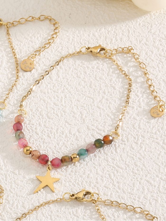 Armband mit Harzperlen und Sternenanhänger - Edelstahl