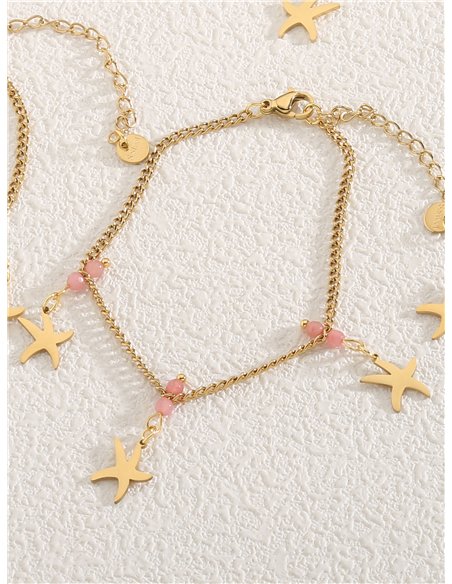 Pulsera abalorios de resina charm estrellas de mar - Acero inoxidable