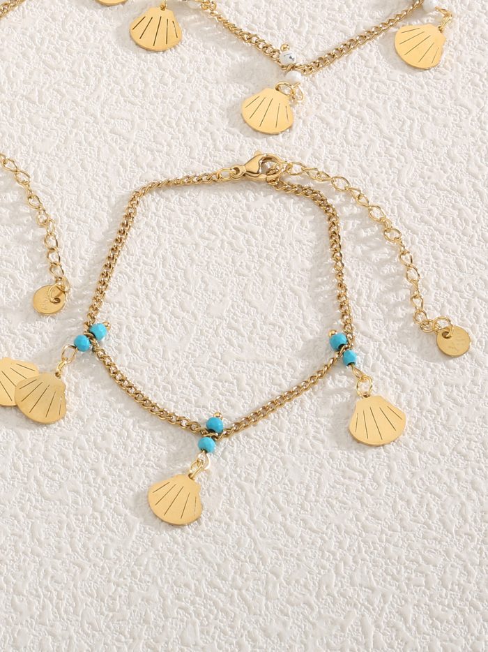 Pulsera abalorios de resina charm conchas - Acero inoxidable