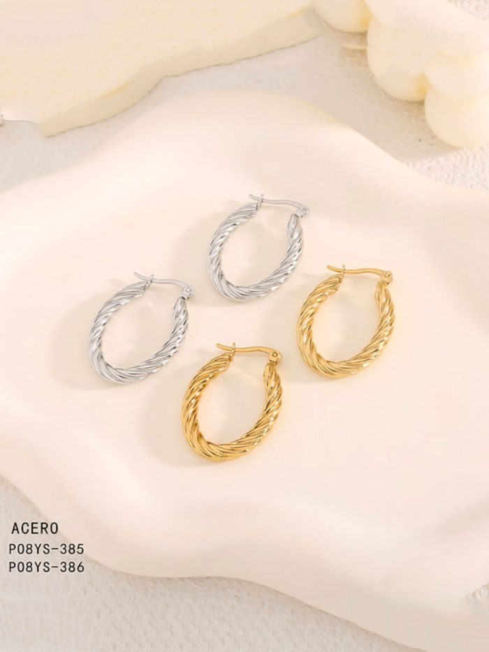 Geflochtene Creolen Ohrringe - Edelstahl